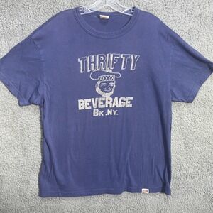 VTG Tailgate Thrifty Beverage Brooklyn NY T Shirt Mens Sz L Blue Made Canada Tee